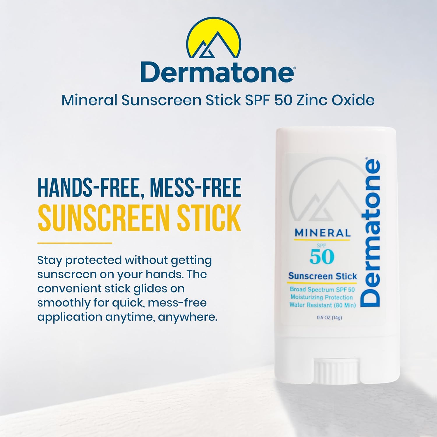 Dermatone Mineral Sunscreen Stick SPF 50 Zinc Oxide | Sunscreen Stick for Face and Body, Broad Spectrum UVA/UVB, Reef Safe, Moisturizing, Water Resistant (80 min), Fragrance Free, 0.5 oz