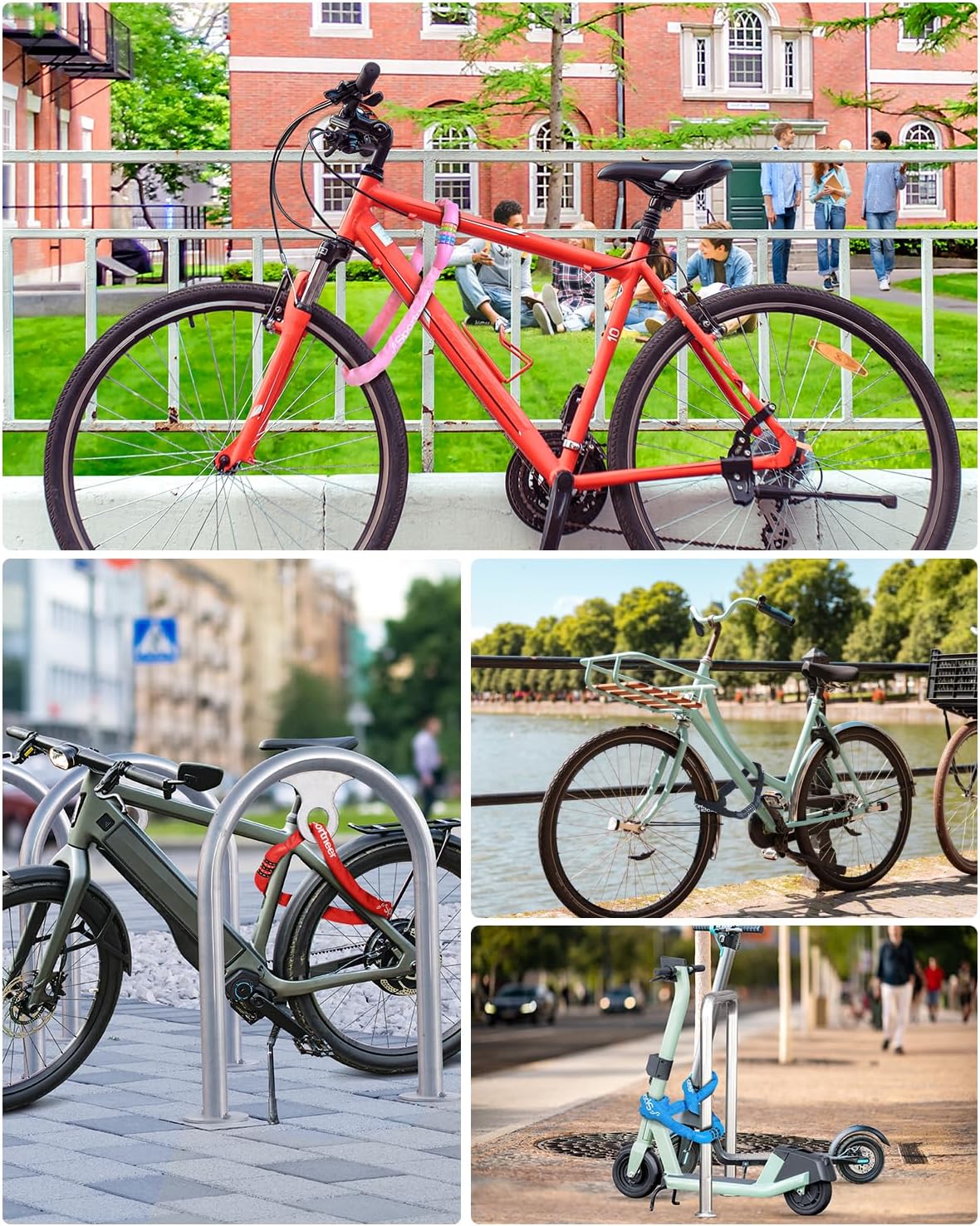 Sportneer Bike Lock: 5 Digit Combination High Security Anti Theft Bike Chain Lock - 3.2/3.6/4ft Heavy Duty Keyless Bicycle Lock for Bike, Motorcycle, Scooter, Door & Gate - 4/6mm Thick, Easy to Use