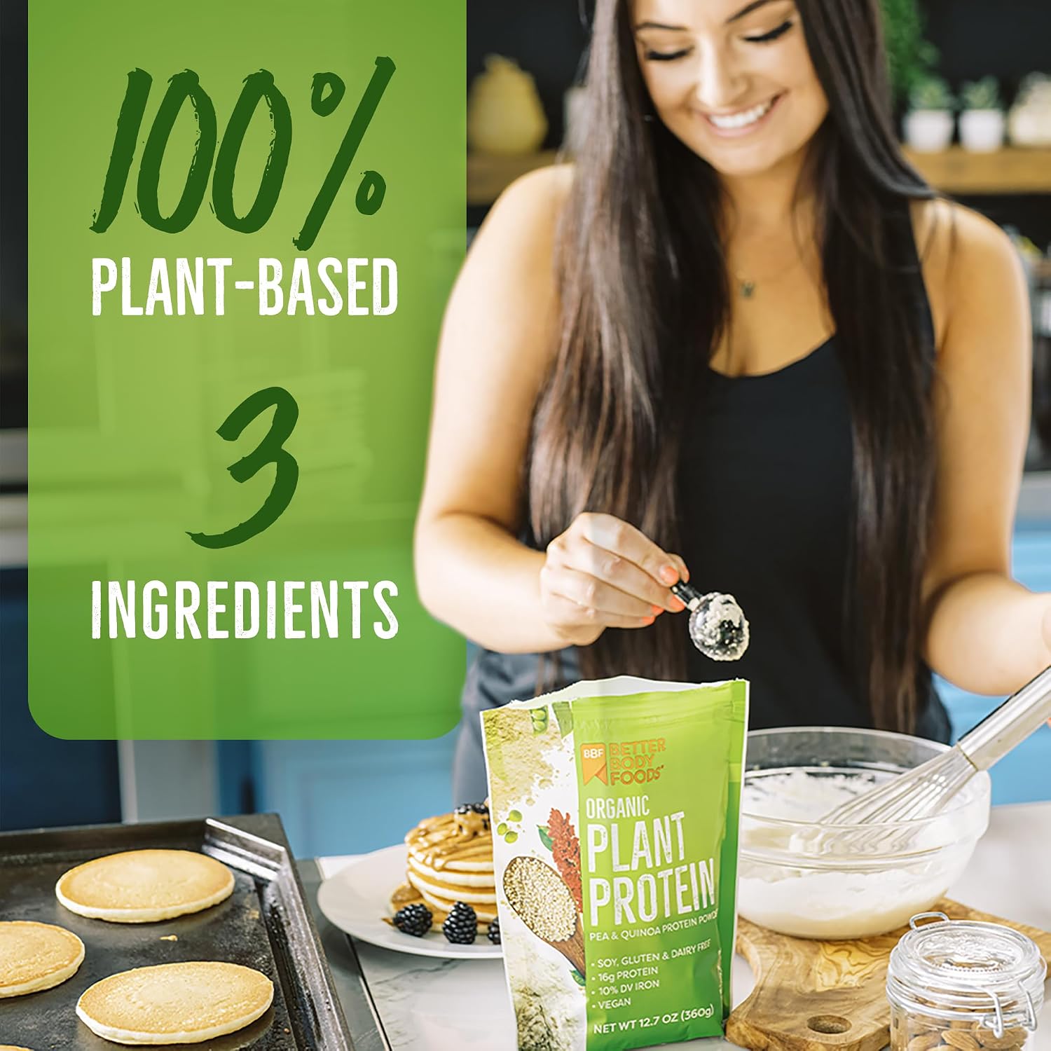 BetterBody Foods Organic Plant Protein Powder 12.7 Oz, Unflavored, Isolate