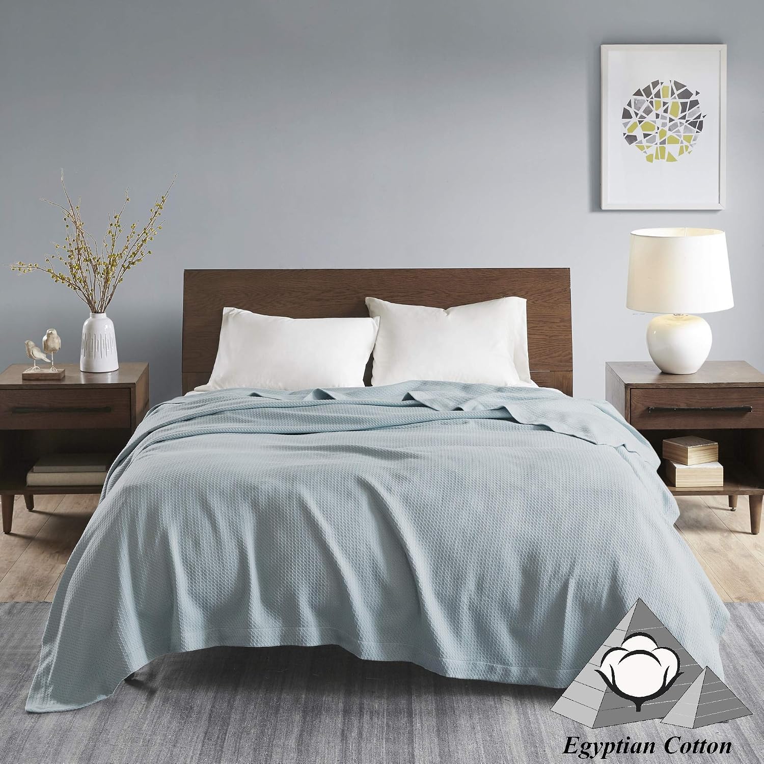 Madison Park 100% Egyptian Cotton Summer Blanket Full Queen Size Teal