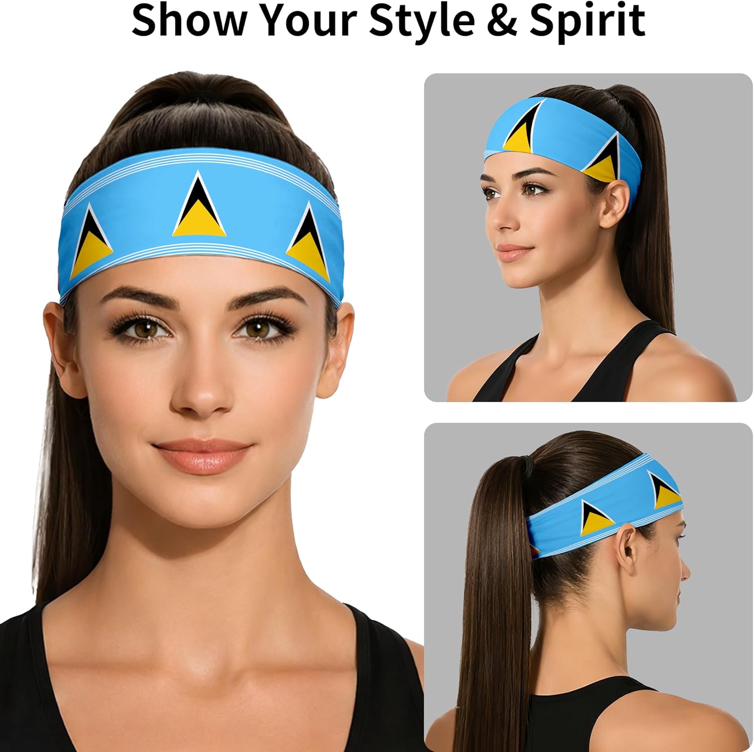 Sports Headband for Women Men,Flag Pattern Workout Head Band,Sweat Bands,Women Running Cycling Yoga Fitness,WorkoutSports Gift