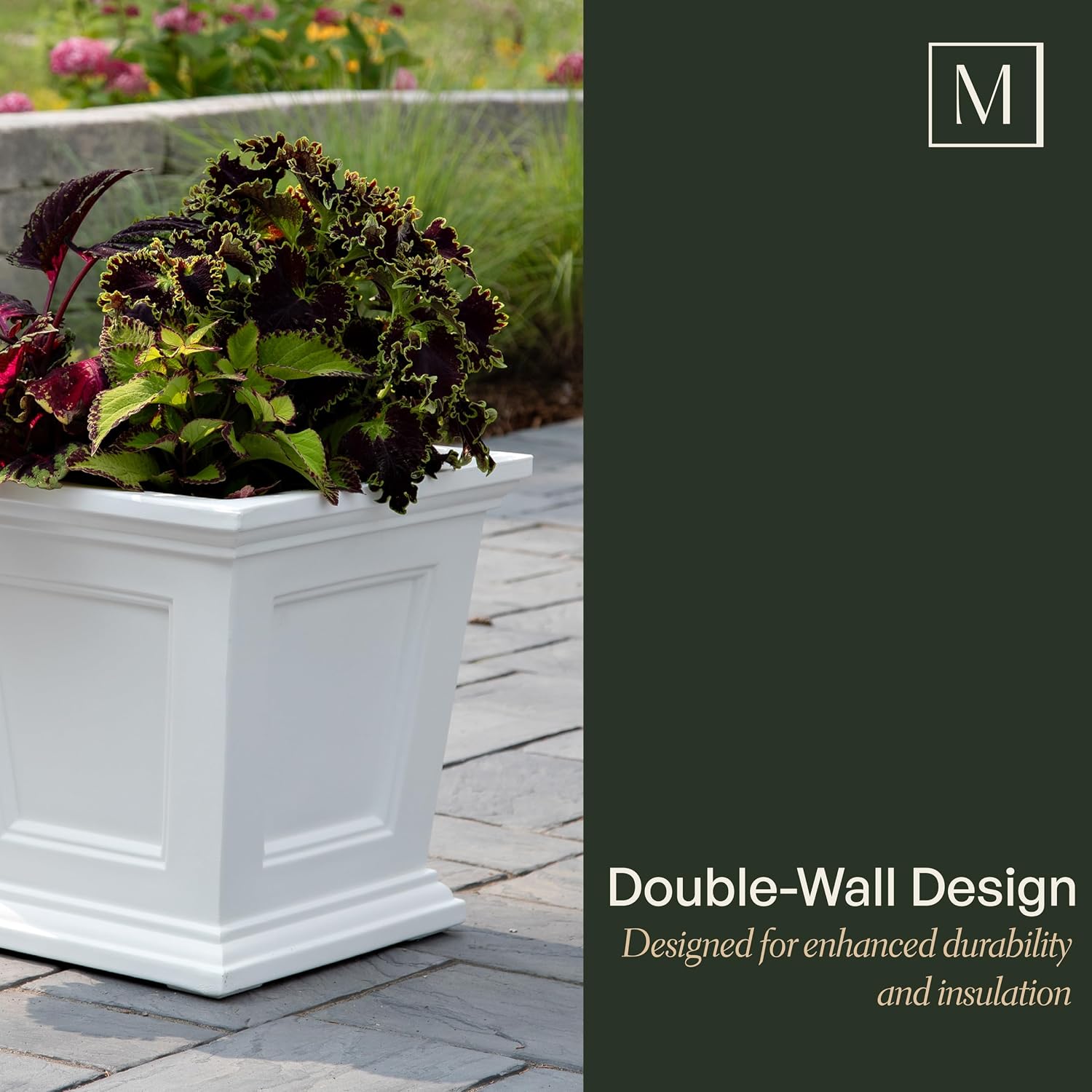 Mayne Fairfield 16in Self-Watering Square Planter, Black