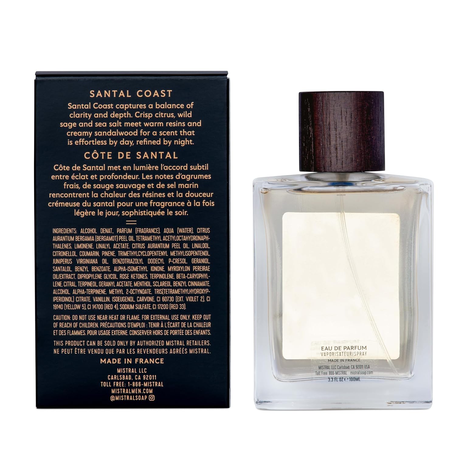 Mistral Bourbon Vanilla Eau de Parfum for Men, Men's Cologne, 3.4 Oz | Warm & Sweet Masculine Scent with Vanilla, Patchouli & Sandalwood, Cruelty-Free, Long-Lasting Perfume, Made in France