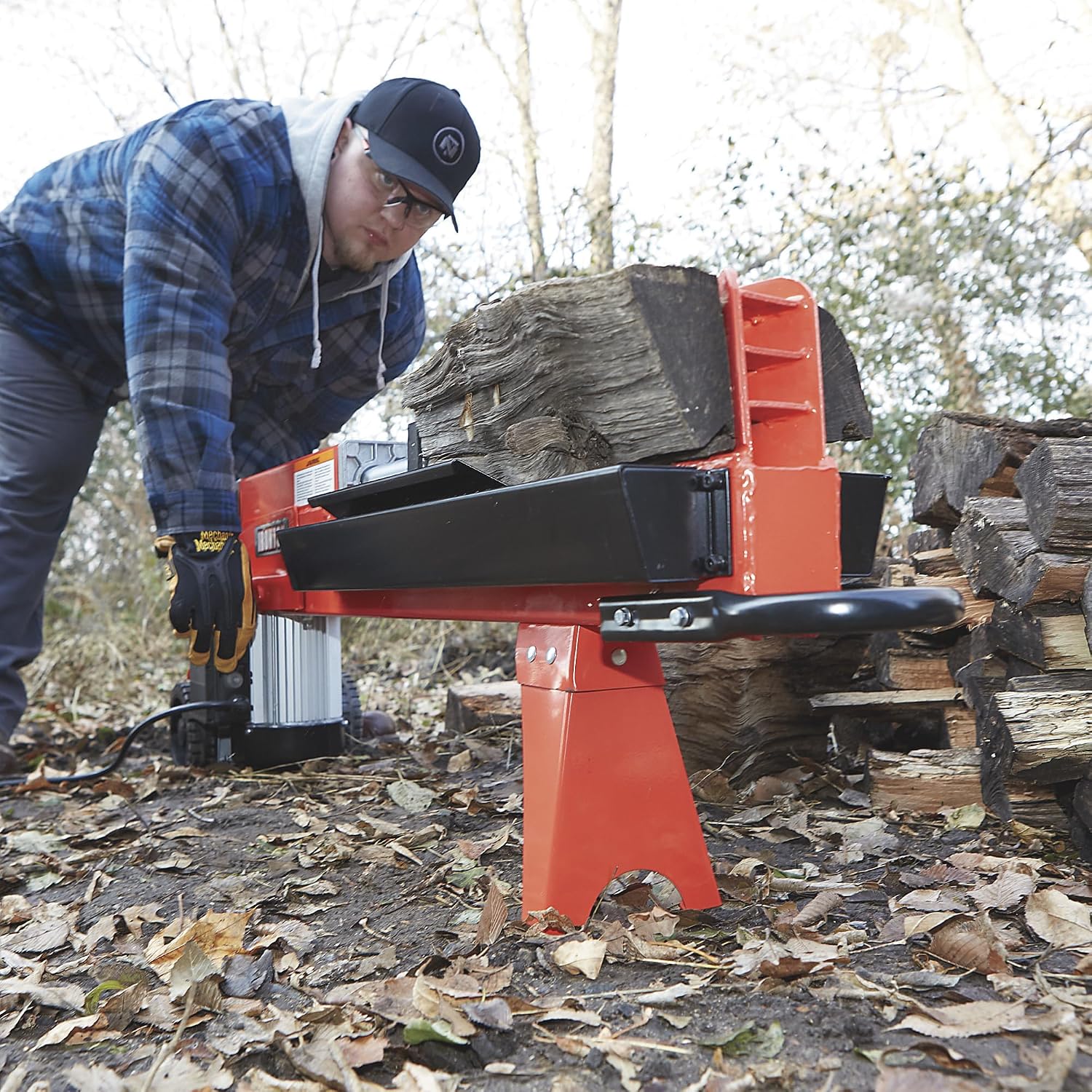 Ironton Horizontal Electric Log Splitter, 5-Ton, 15 Amp, 120V Motor