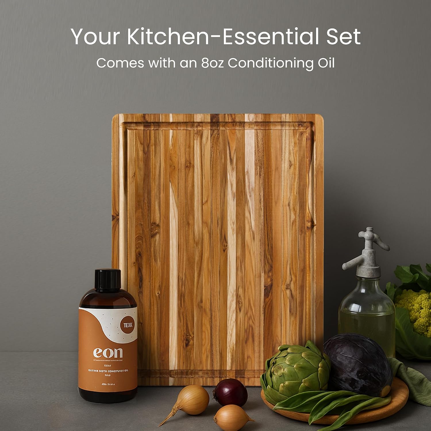 Teakhaus Carving Board with Juice Groove - Large (L) Teak Wood Cutting Board 20”L x 15”W x 1.5” Thick - Sustainably Harvested & FSC Certified - Knife Friendly with Beeswax Oil Finish