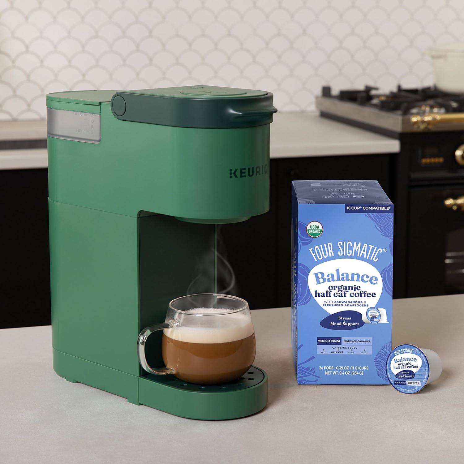 Four Sigmatic Mushroom Coffee K-Cups | Organic Dark Roast Coffee with Lion’s Mane Mushroom Powder & Yacon | Focus & Immune Support | Vegan & Keto