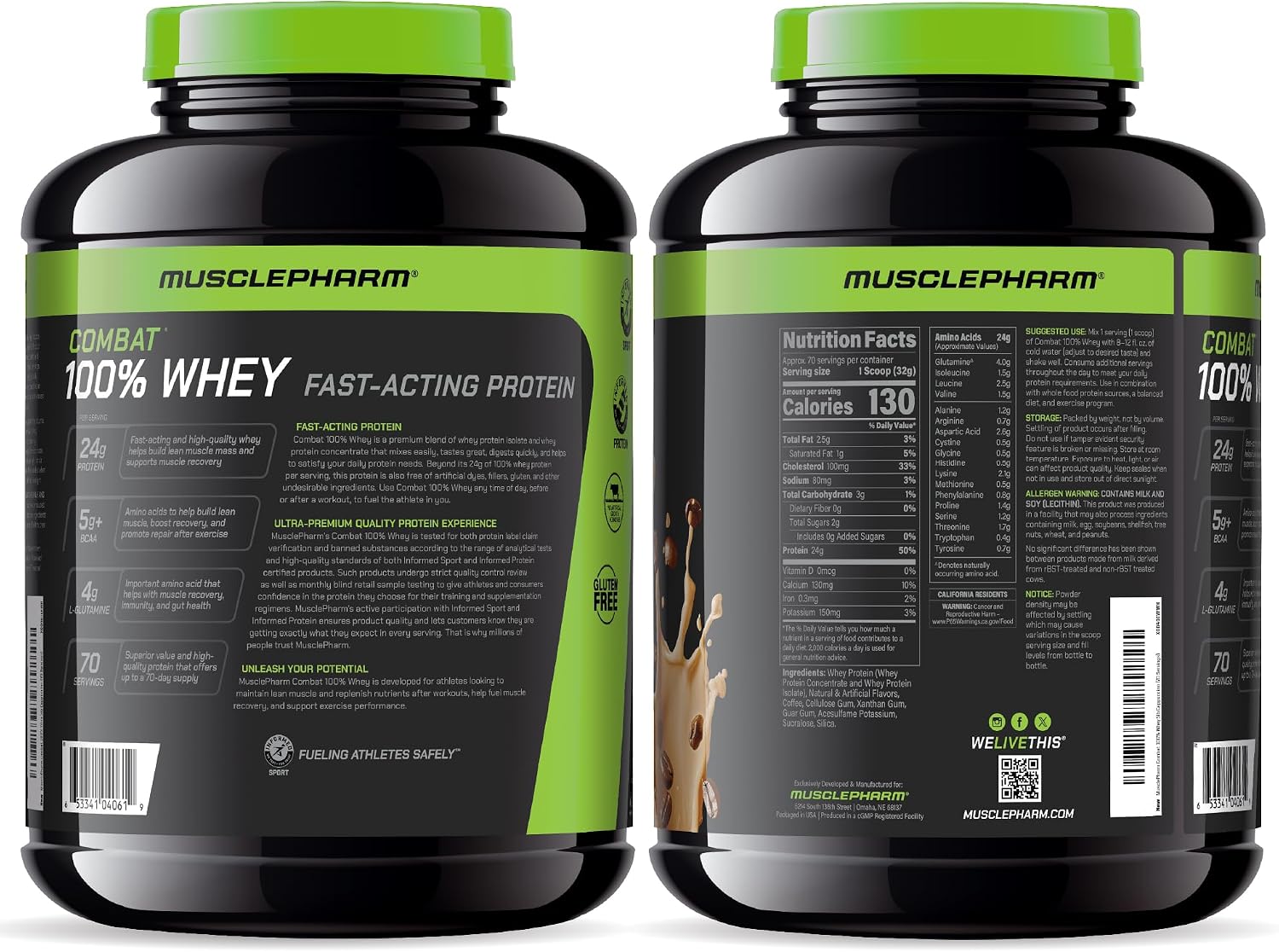MusclePharm Combat 100% Whey Protein Powder, Vanilla Flavor, Fast Recovery & Muscle Gain with Whey Protein Isolate, High Protein Powder for Women & Men, Gluten Free, 5 lb, 70 Servings | Whey Protein Isolate, Fast Recovery Support, Muscle Gain Support, Hi…