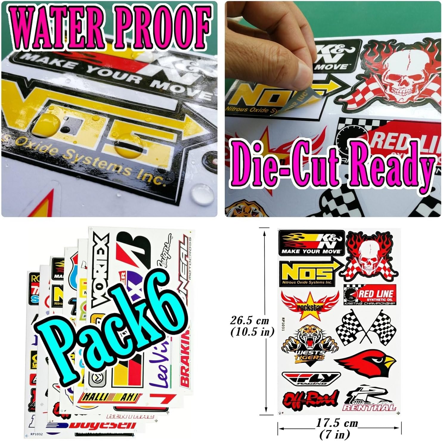 Cars Motorsport Nos Gulf Hot Rod Nascar Drag Racing Lot 6 Vinyl Graphic Decals Stickers D6094