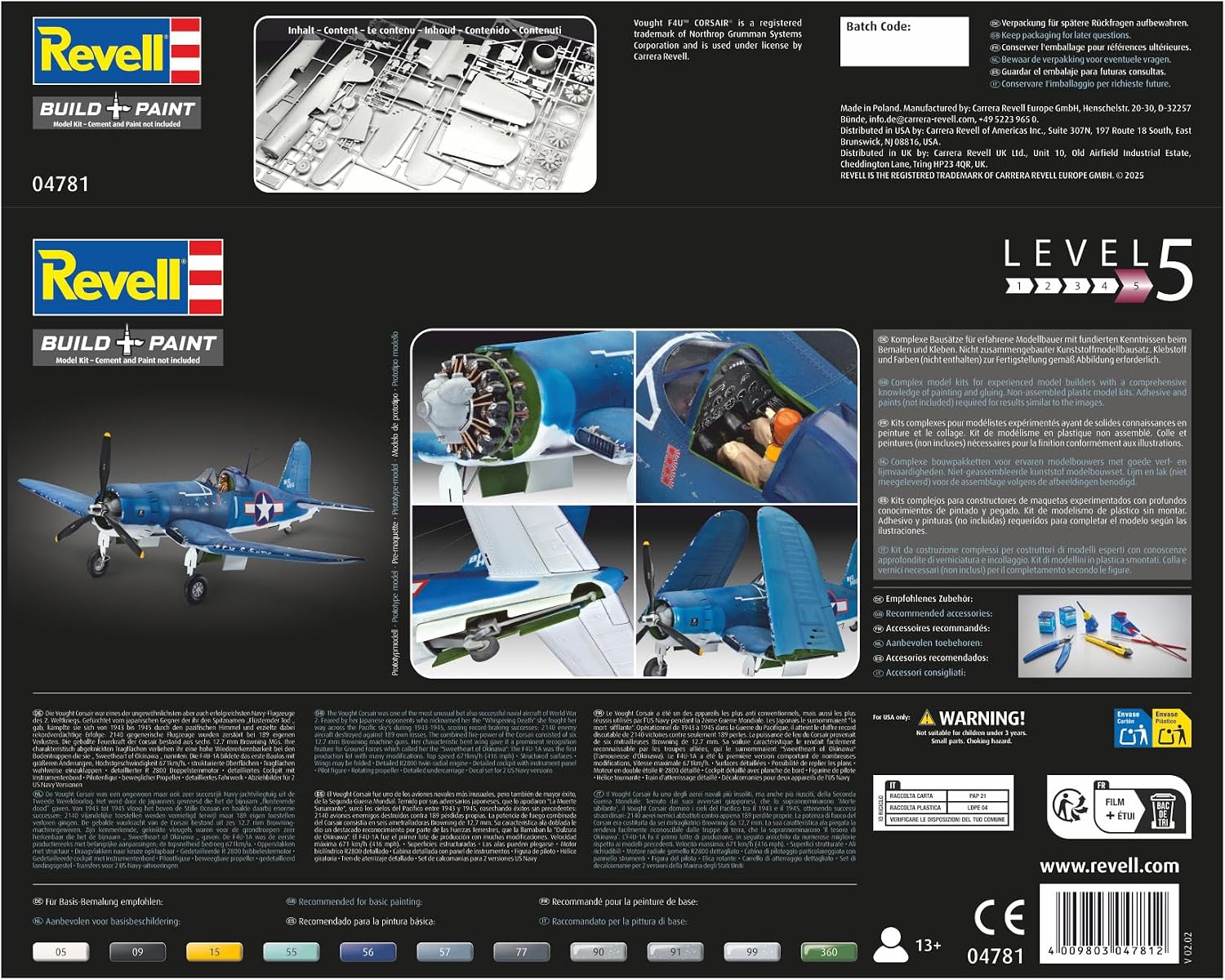 Revell of Germany Vought F4U-1A Corsair Model Kit