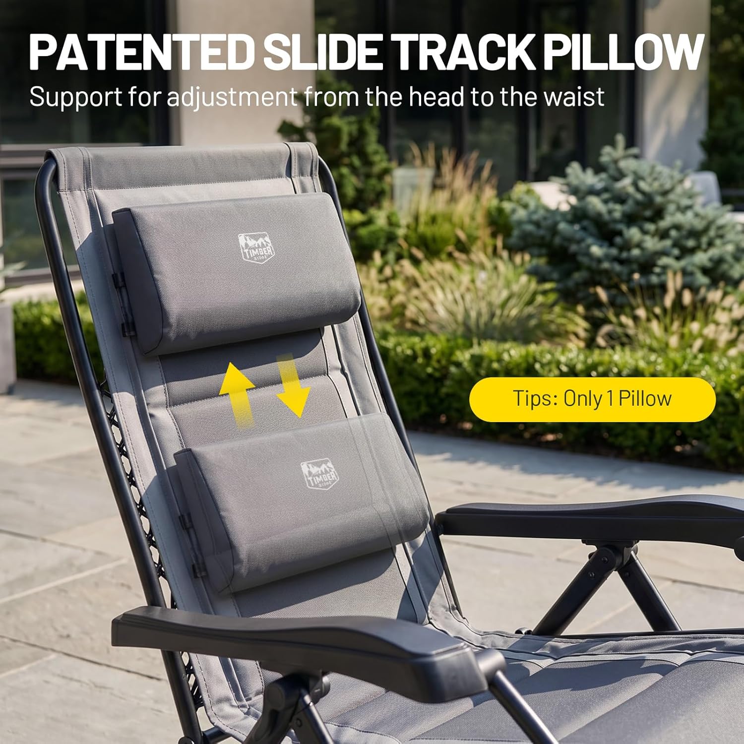 TIMBER RIDGE Zero Gravity polyester Chair Oversized Recliner 350lbs Capacity Patio Lounge Chair Padded Lawn Chair with Headrest XXL for Outdoor