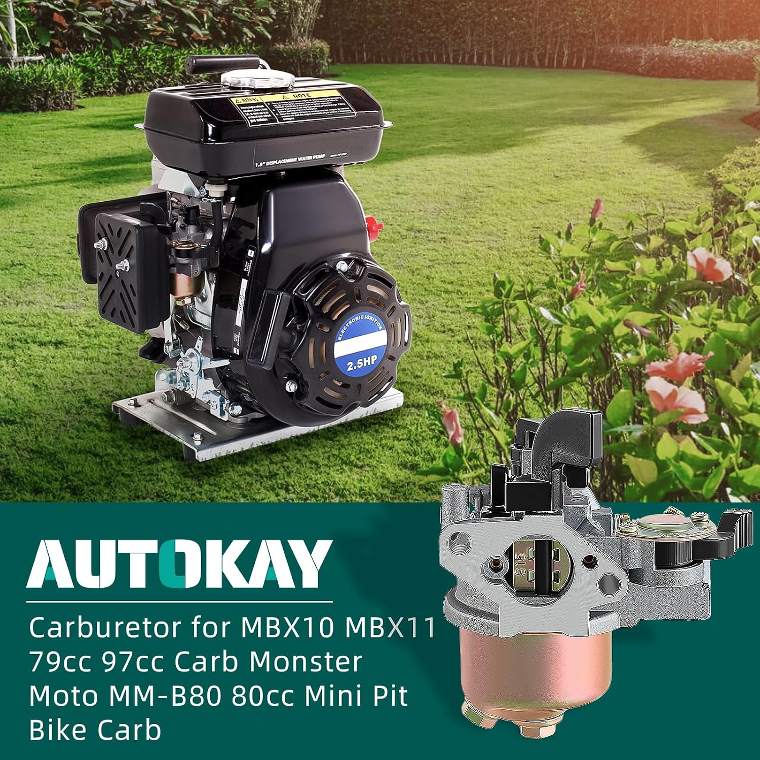 AUTOKAY Carburetor for MBX10 MBX11 79cc 97cc Carb Monster Moto MM-B80 80cc Mini Pit Bike Carb