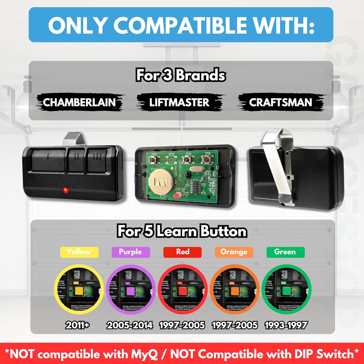 2X for LiftMaster Chamberlain Craftsman Universal Garage Door Opener Remote