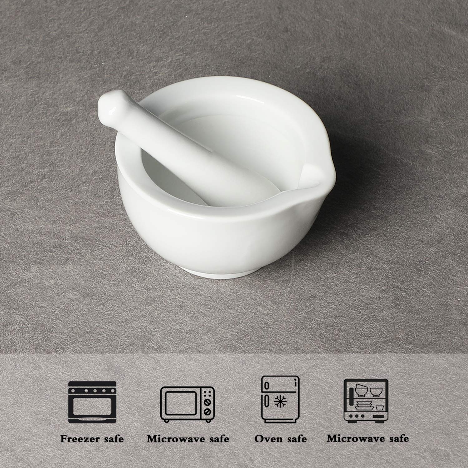LEETOYI Small Ceramic Mortar Pestle Set, Herb Grinder Pill Crusher 3.3-inch