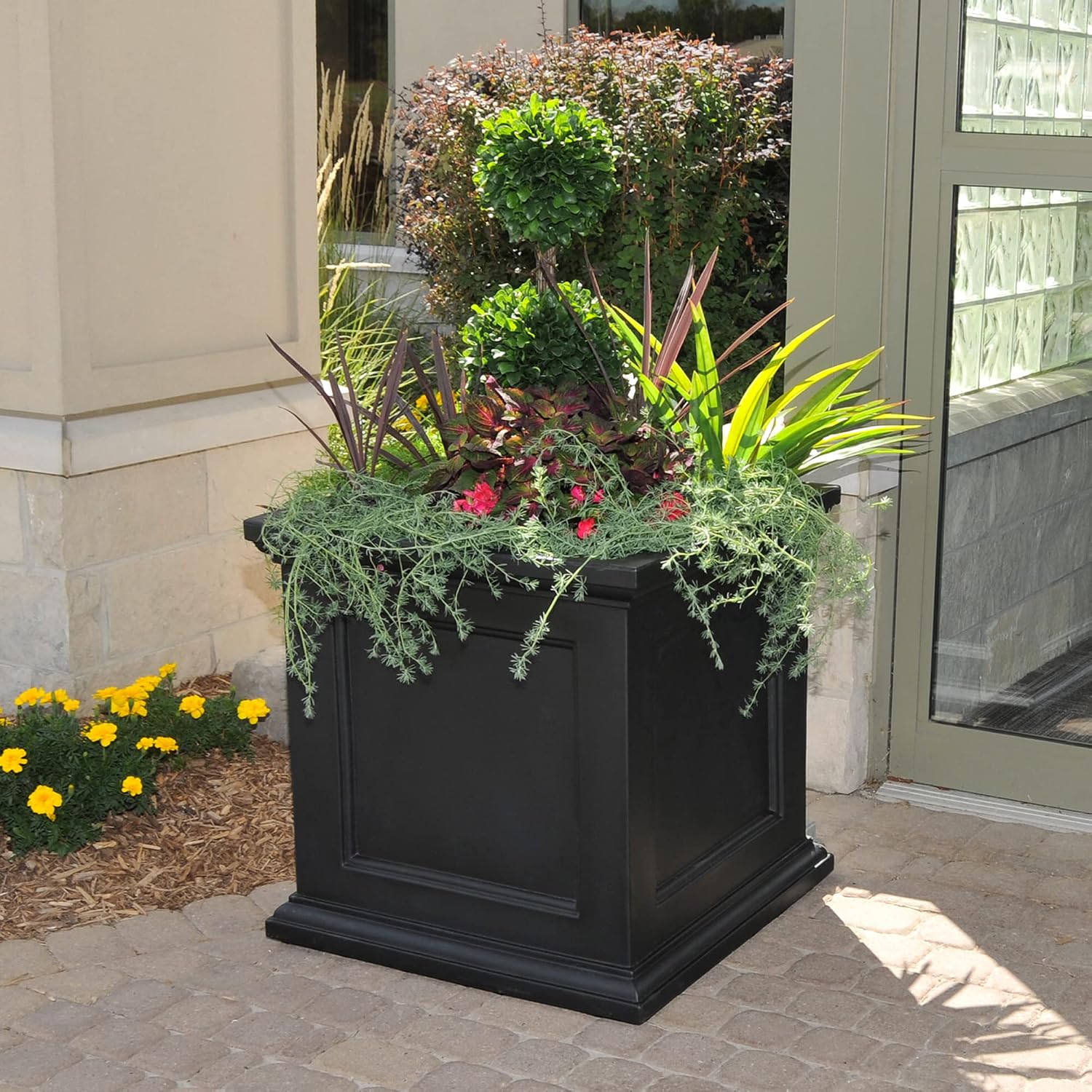 Mayne Fairfield 16in Self-Watering Square Planter, Black