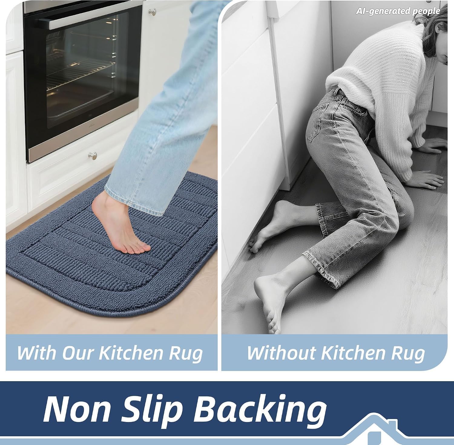 BEQHAUSE 30x18 Inch Kitchen Rugs Non Slip Washable Kitchen Sink Rug, Green