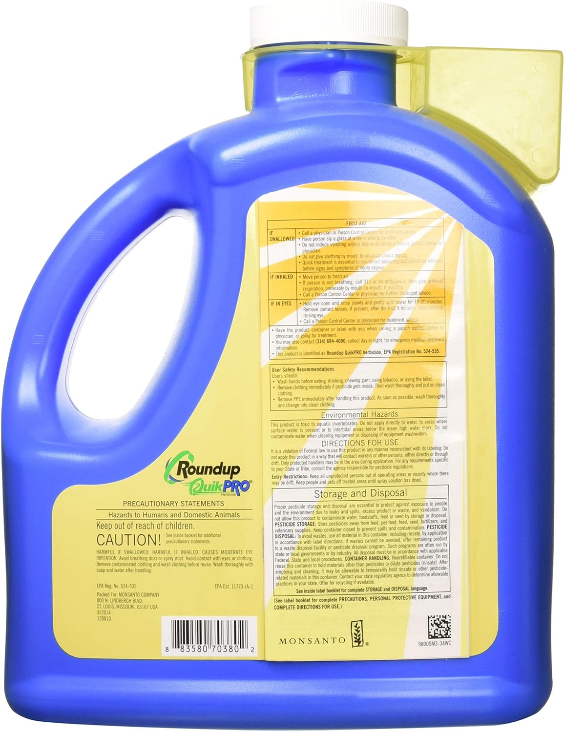 Roundup QuikPro, 6.8 lb. Jug | Water-Soluble Granules, Makes 72 Gallons, Visible Results in 24 Hours, Complete Weed Control