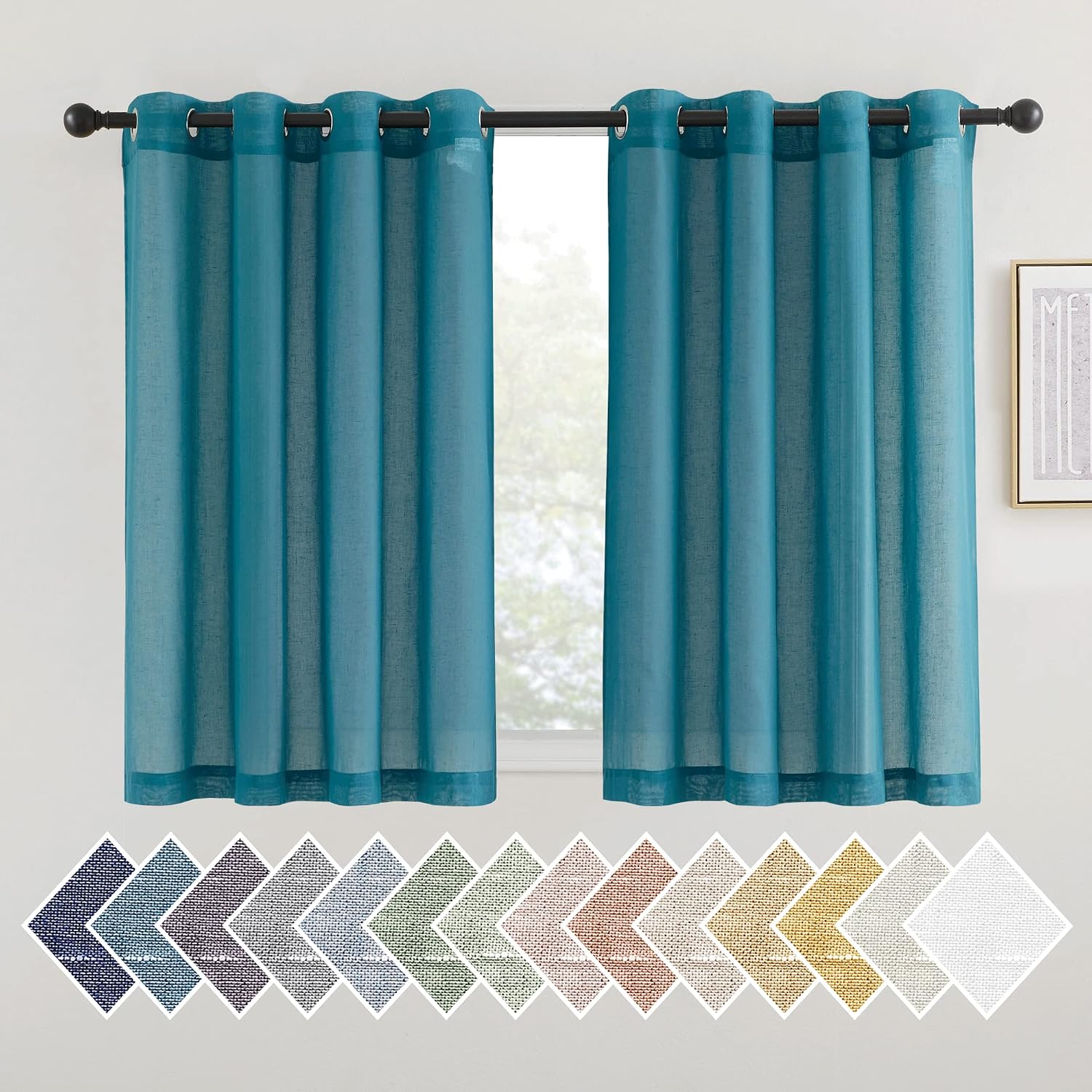 NICETOWN Linen Curtains Semi Sheer Bedroom Window Curtains