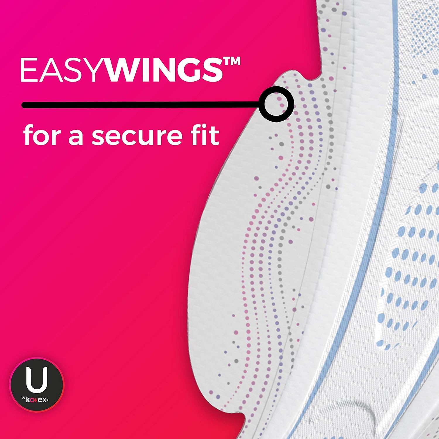 U by Kotex CleanWear Ultra Thin Feminine Pads with Wings, Regular, Fragrance-Free, 50 Count
