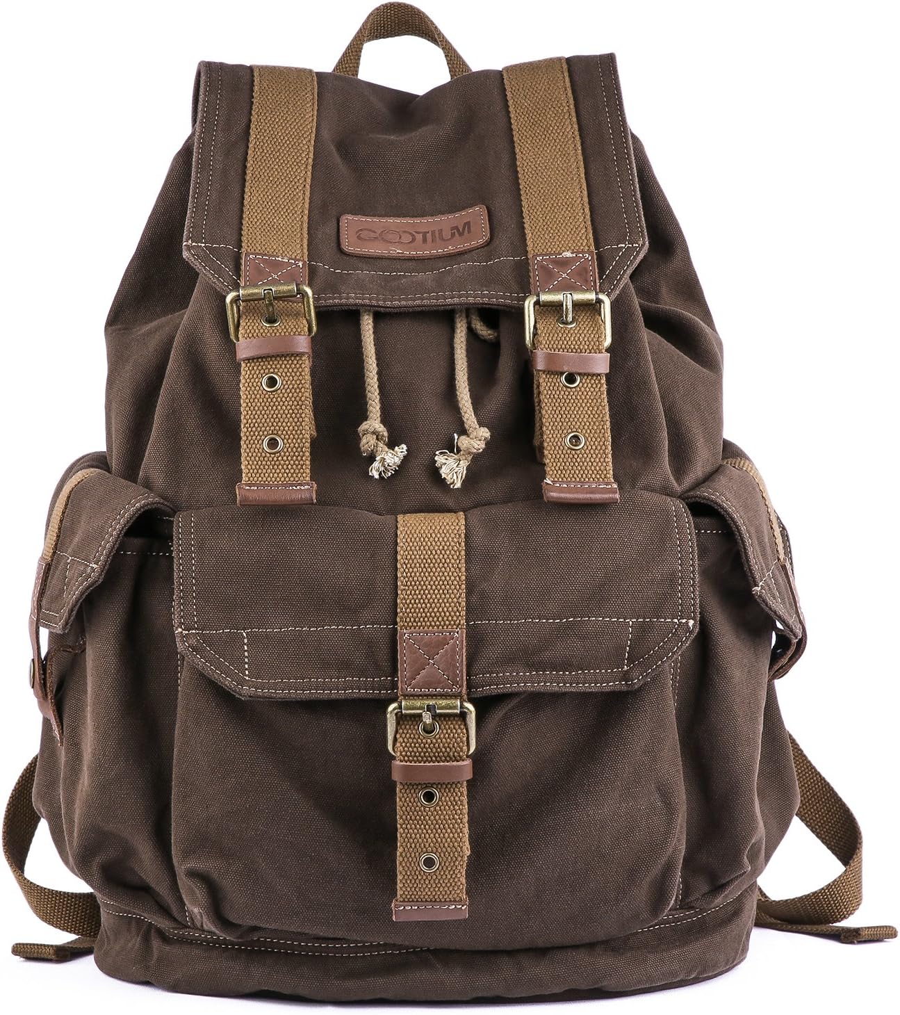GOOTIUM 21101AMG Specially High Density Thick Canvas Backpack Rucksack, Field Tan, Large