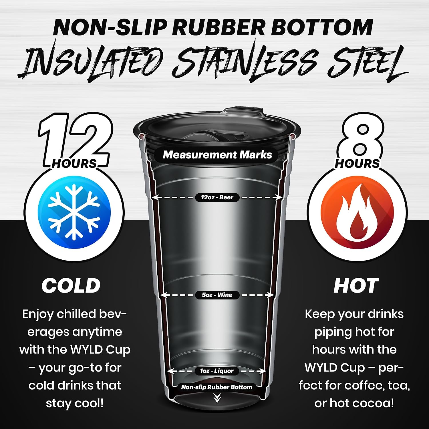 Wyld Gear Party Cup 24oz Red Stainless Steel Reusable Metal Cup with Lid