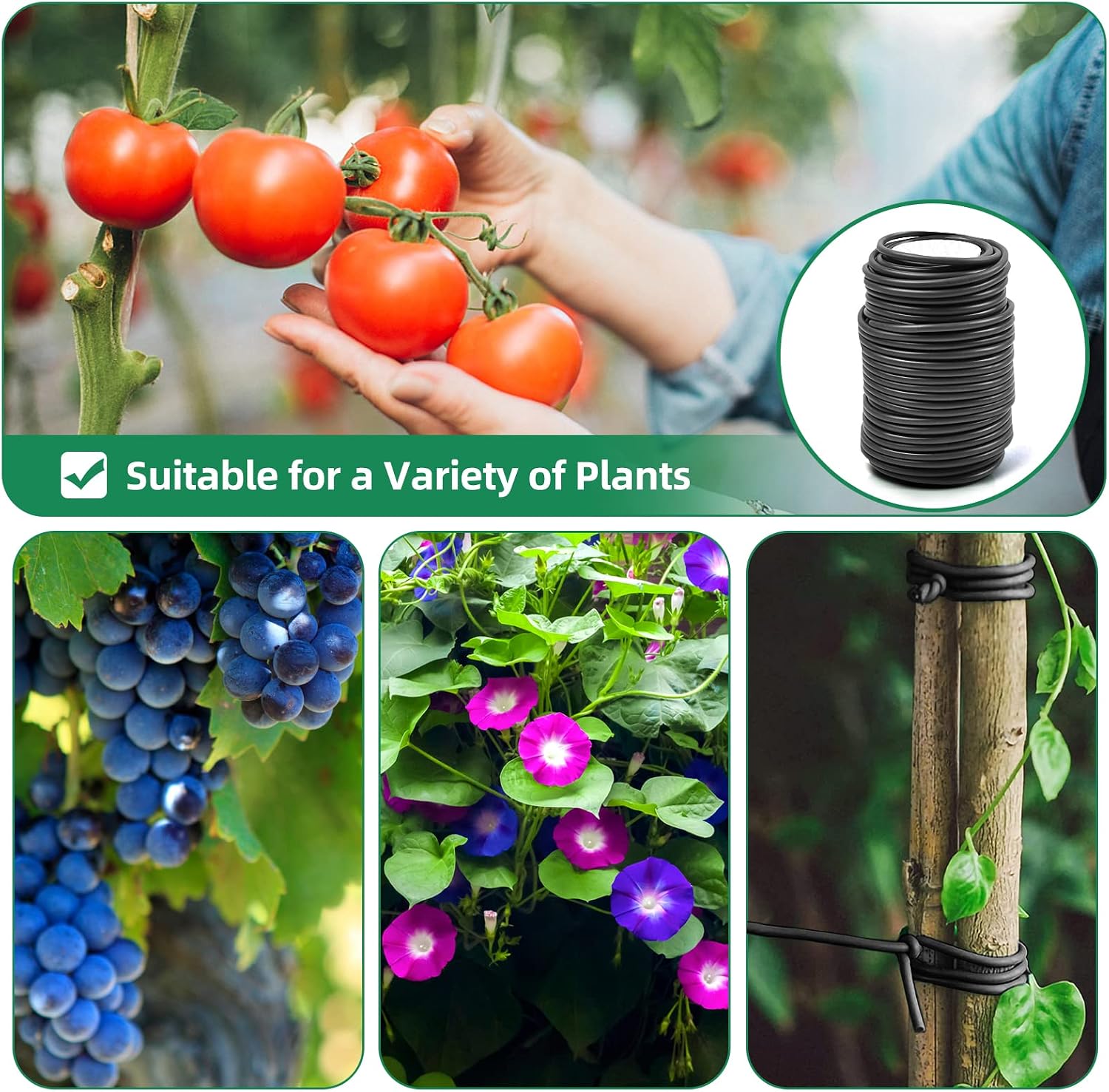 Decoroca Soft Plant Ties for Support - 65.6' Reusable Waterproof Plant Wire, 3.5mm Garden Twist