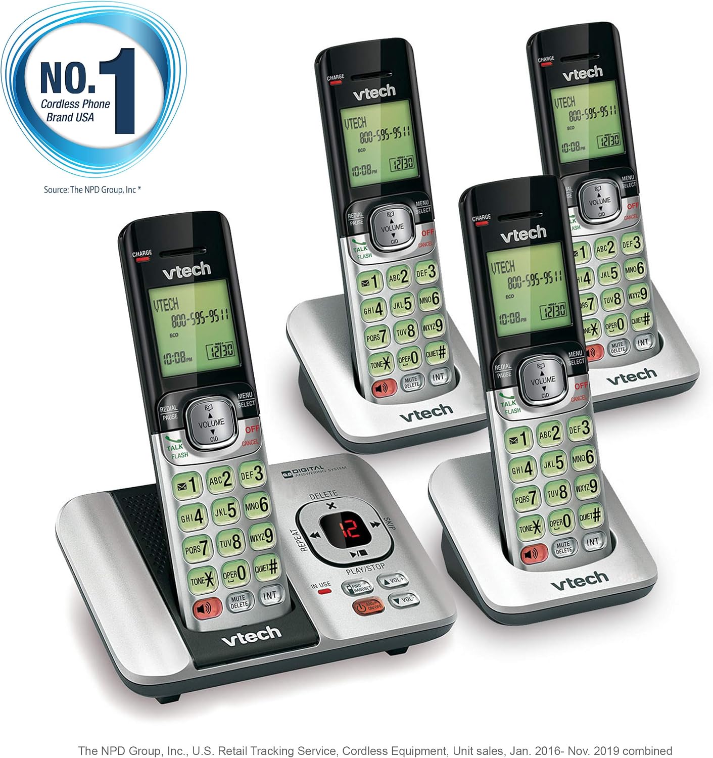 VTech CS6719-2 2-Handset Cordless Phone with Caller ID/Call Waiting, Handset Intercom & Backlit Display/Keypad, Silver