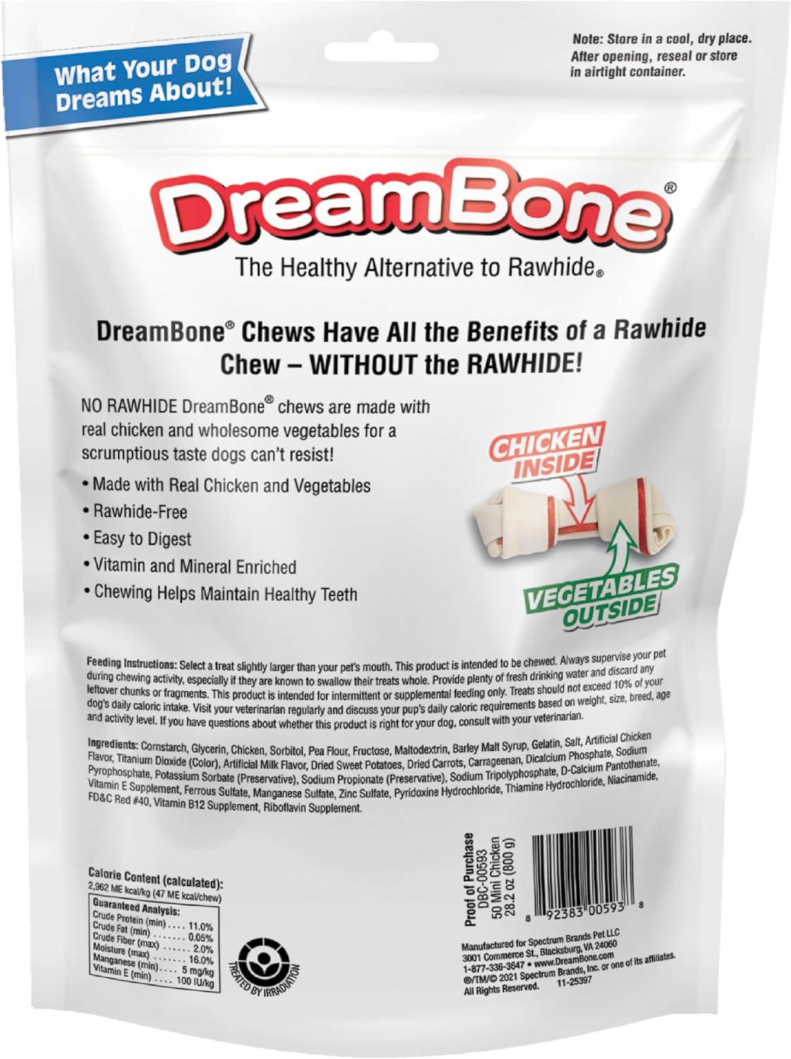 DreamBone Mini Bone Rawhide-Free Dog Treats With Real Protein, 24 Count | Daily Chew, Digests Safely and Completely, Made With Real Protein, Chicken and Veggies, For Adult Dogs