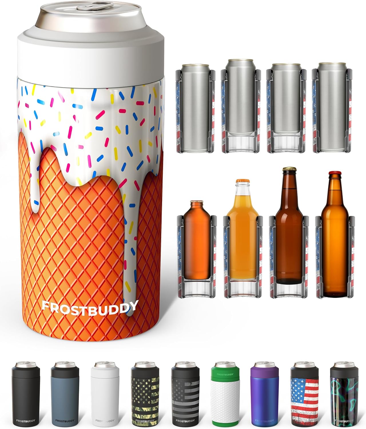 Frost Buddy Universal Can Cooler - Fits Slim Cans, 12 & 16oz (MatteBlack)