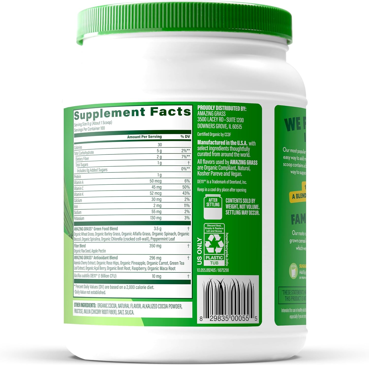 Amazing Grass Super Greens Powder Original, 60 Servings, 16.9 oz | Organic Greens Superfood Powder with Spirulina, Beet Root, Probiotics & Digestive Enzymes to Support Digestion