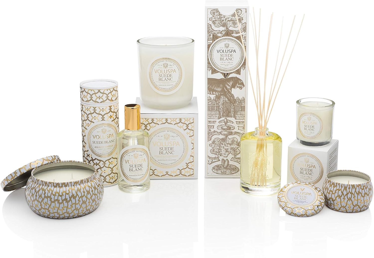 Voluspa Suede Blanc Classic Maison Candle, 100 Hour 12 oz