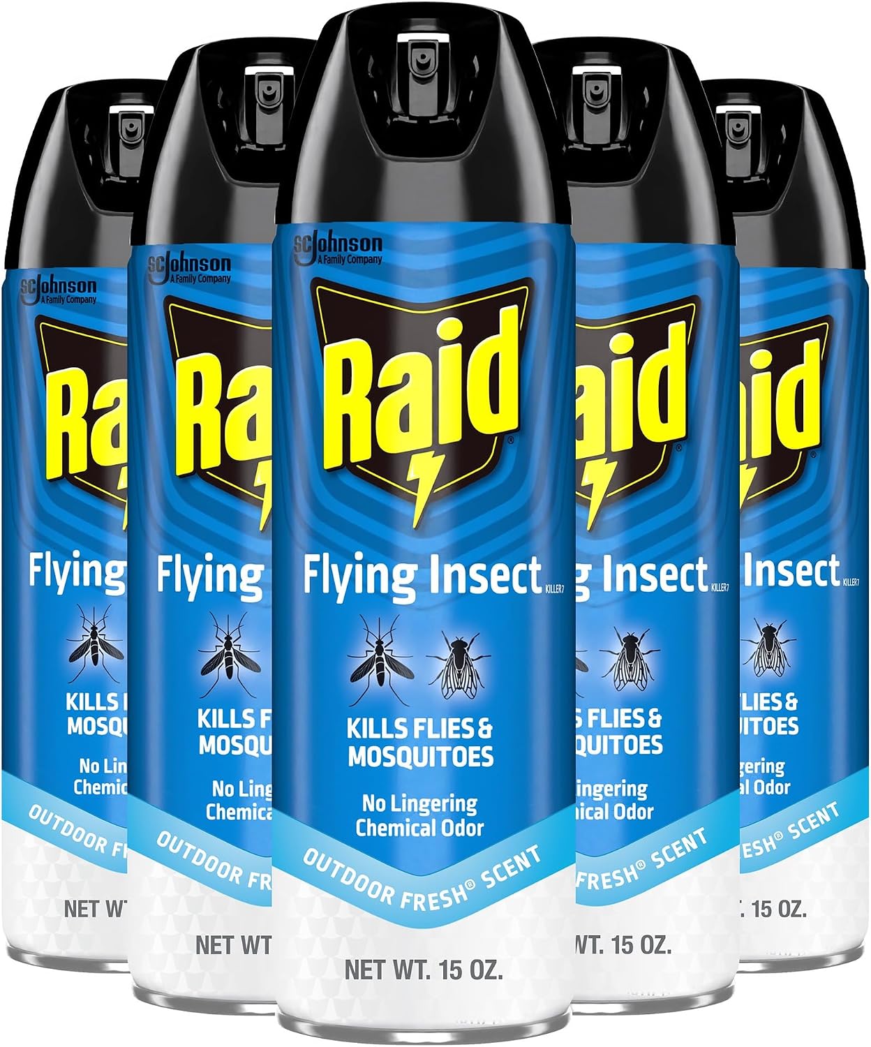Raid Flying Insect Killer Mosquito and Fly Control No Lingering Chemical Odor Outdoor Fresh Scent 15 Ounce (Pack of 2)