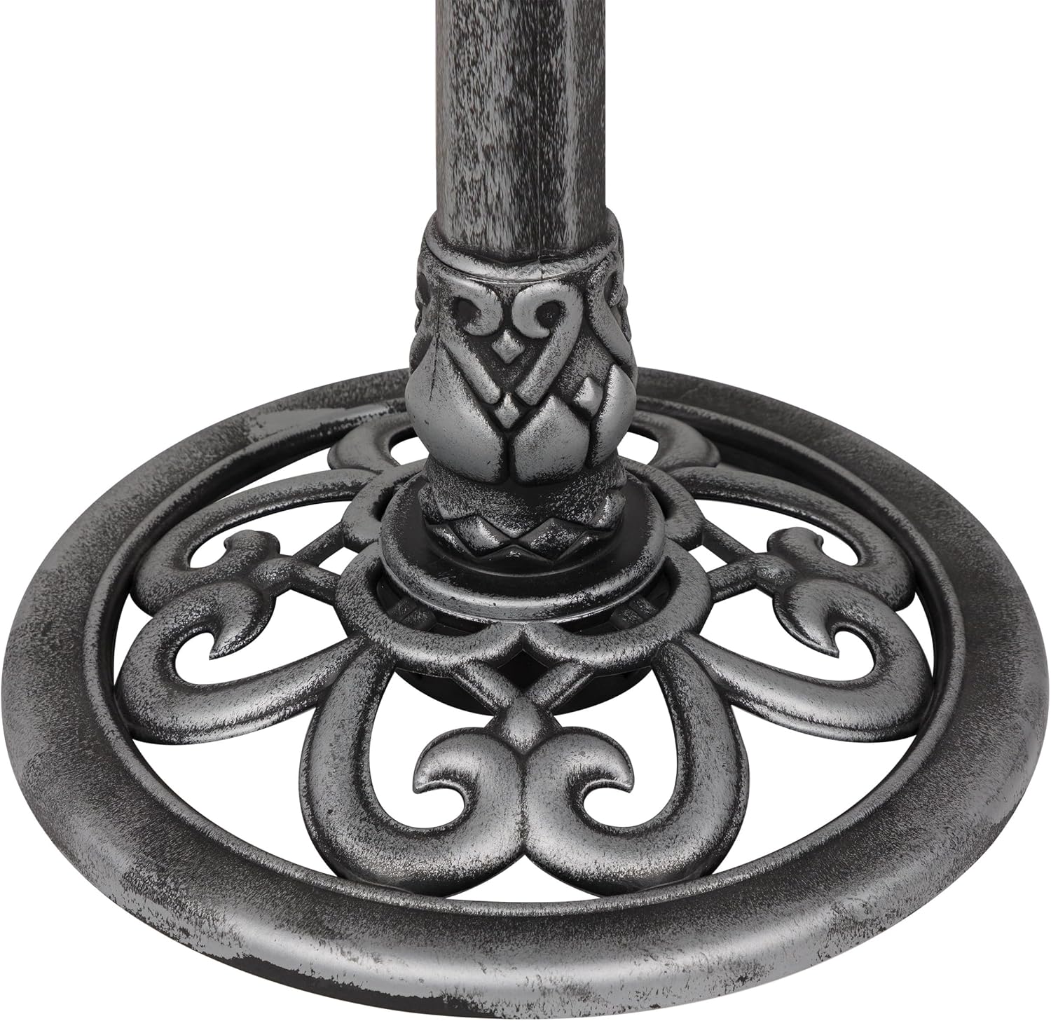 Alpine Corporation TEC116 Outdoor Aged Green Pedestal Birdbath with Scrollwork, 28" Tall, Green
