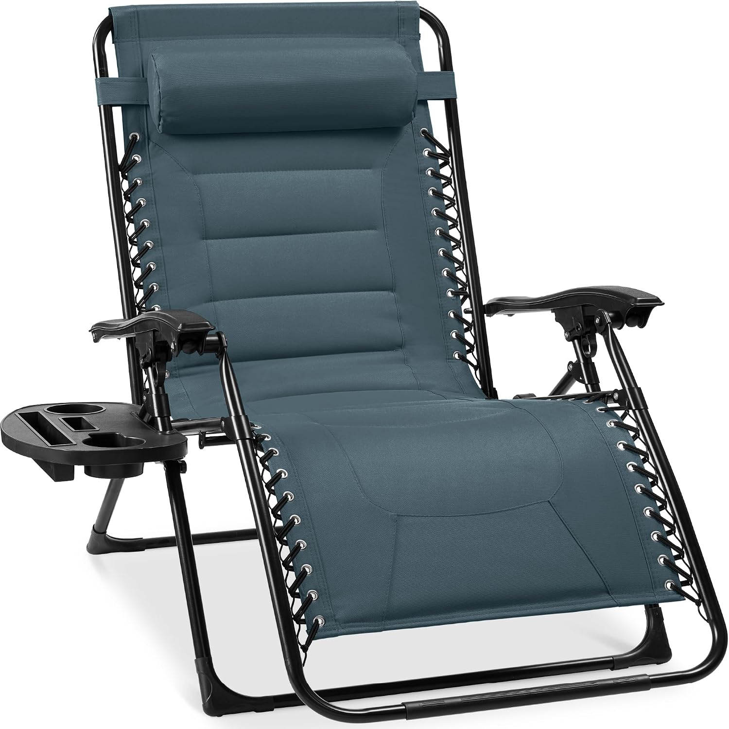 Best Choice Products Oversized Padded Zero Gravity Chair, Folding Outdoor Patio Recliner, XL Anti Gravity Lounger for Backyard w/Headrest, Cup Holder