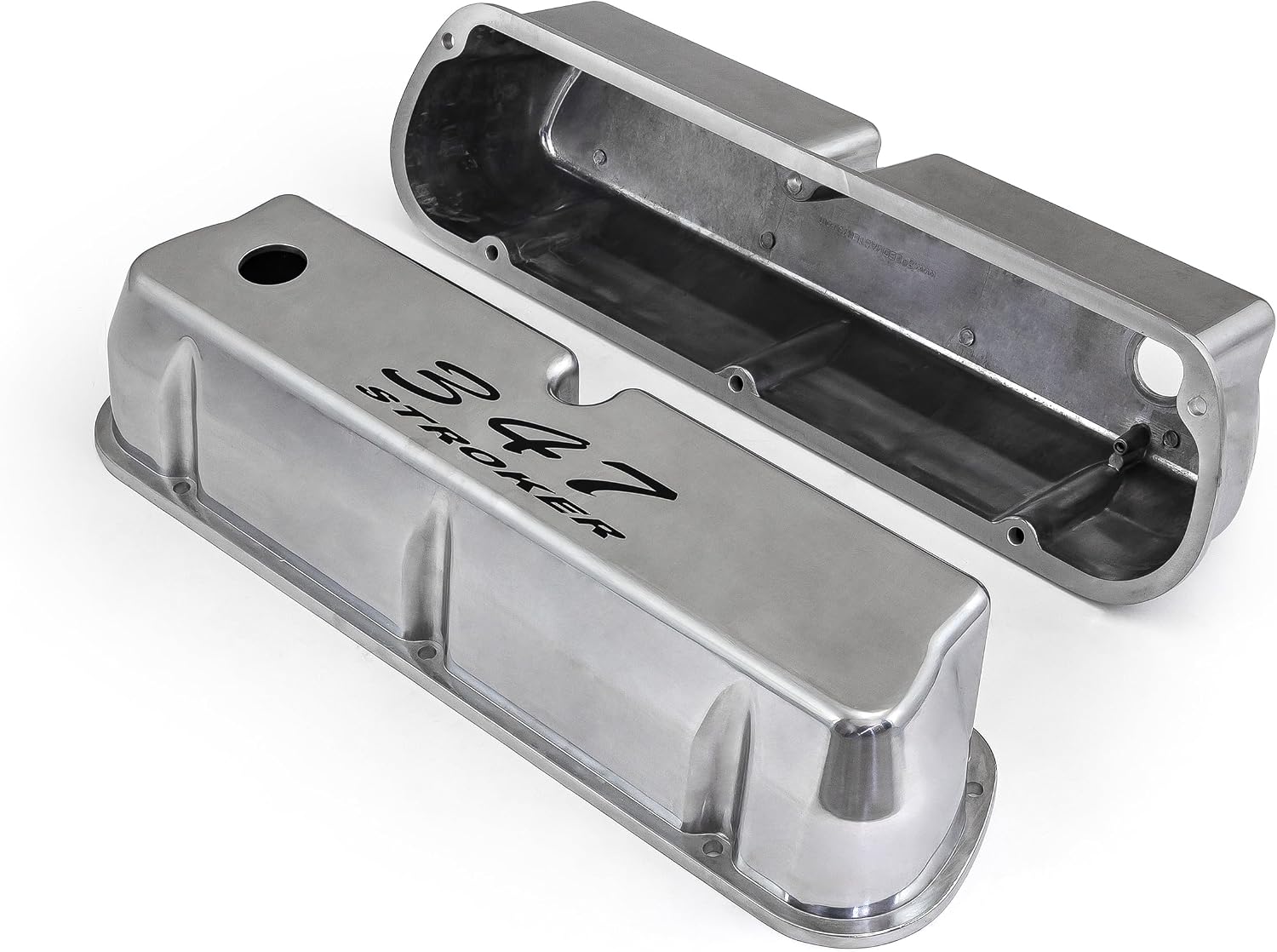 PCE314.1083.18 Compatible with Ford SB 289 302 351w Polished Aluminum 347 Stroker Black Letter Valve Covers