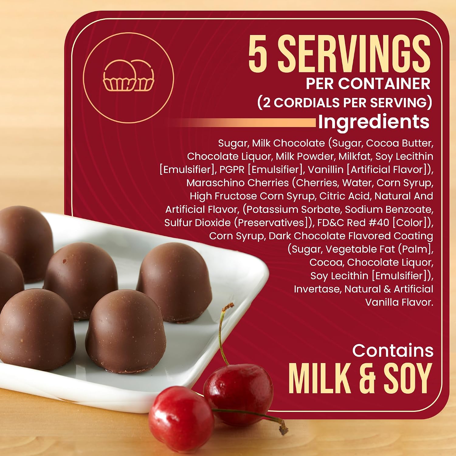 Queen Anne French Vanilla Chocolate Covered Cordial Cherries | 6.6 oz | 10 Piece Gift Boxes | Whole Maraschino Cherry Creamy Filled Liquid Center | Holiday Party Chocolate Candy