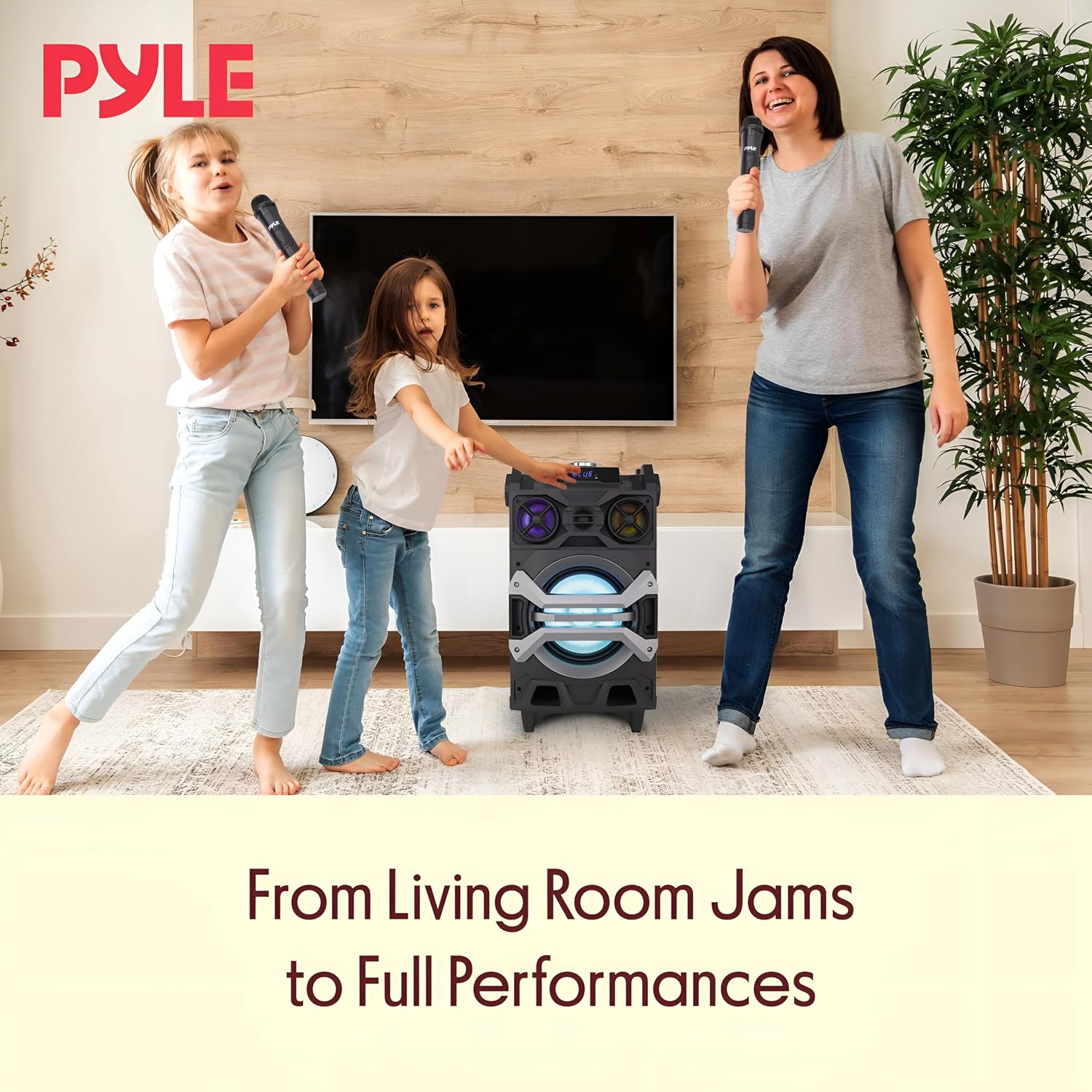 Pyle 500 Watt Portable BT Connectivity Karaoke Speaker System - PA Stereo with 8" Subwoofer, DJ Lights Rechargeable Battery Microphone