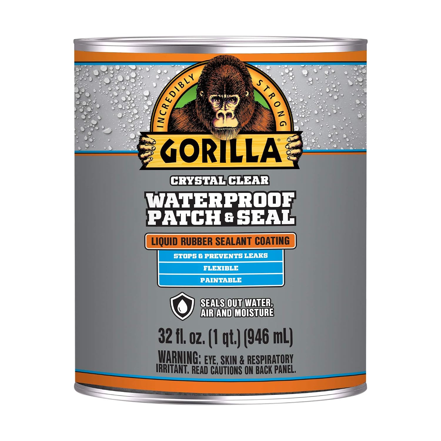 Gorilla Patch & Seal Liquid Rubber Waterproof Sealant, Black, 32 oz