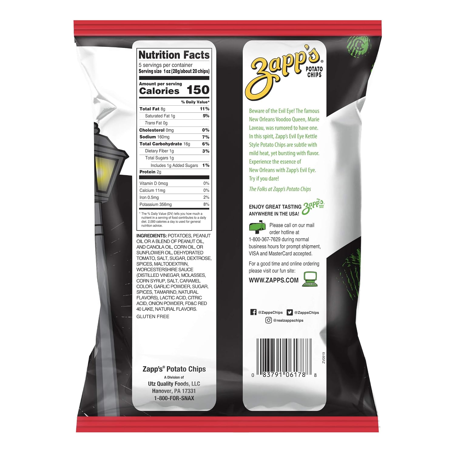 Zapp’s New Orleans Kettle-Style Potato Chips Hotter n Hot Jalapeno Flavor (2 oz Bags, 25 Count), Crunchy Chips with a Spicy Kick, Perfect On-The-Go, Gluten Free Snack