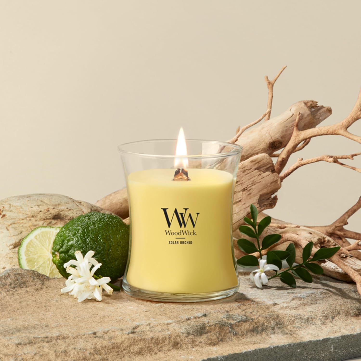 WoodWick Lavender Spa Gifts for Women and Men, 9.7 oz Medium Hourglass Candle with Crackling Wick