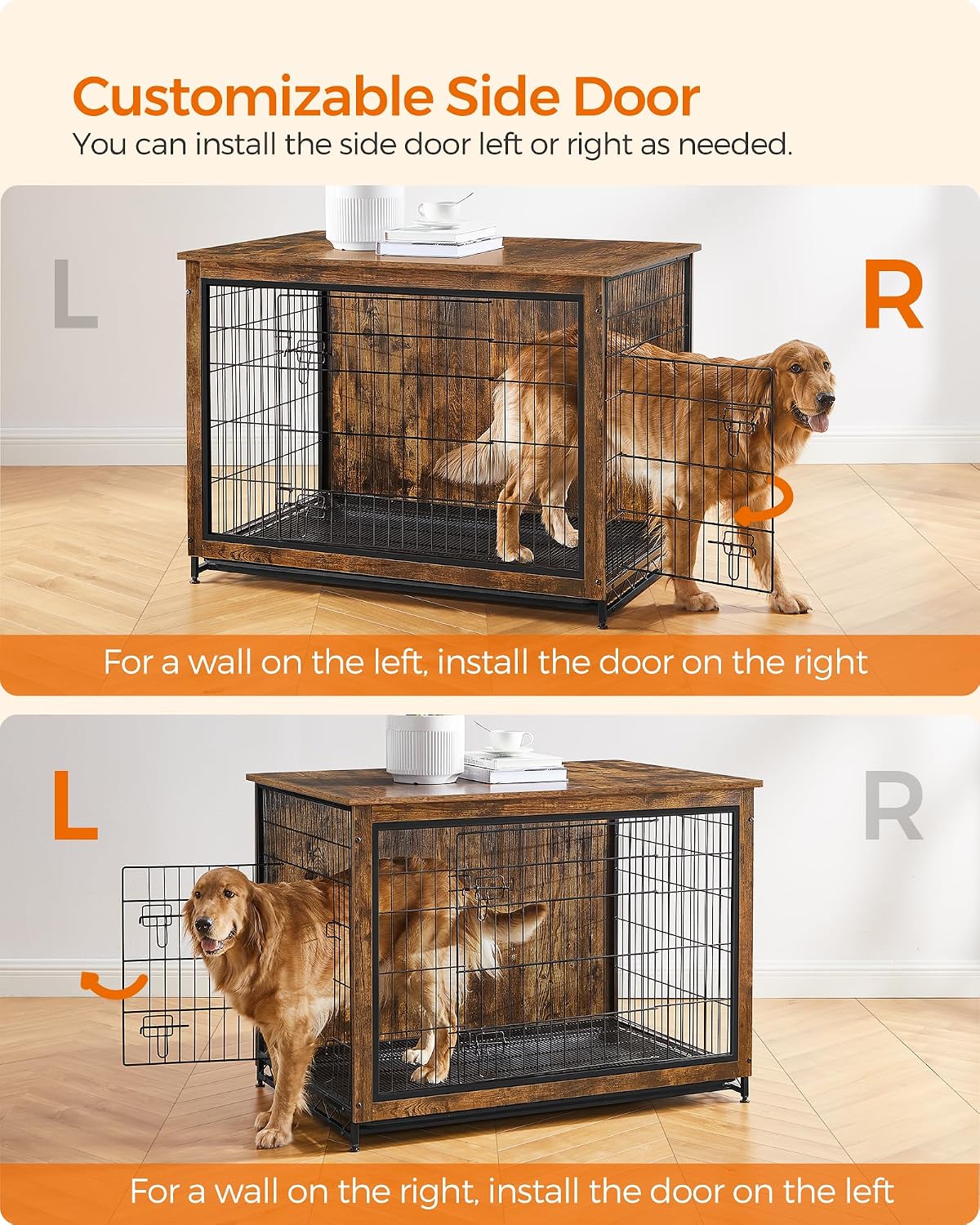 Feandrea 27.2" Dog Crate Furniture, Indoor Dog Kennel Side End Table