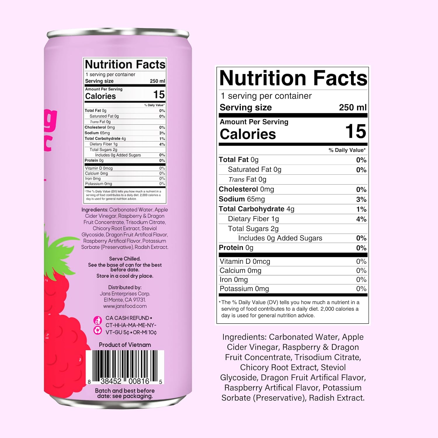 Jans 100% Coconut Water With Pulp, Unsweetened, 16.57 Fl Oz, Pack of 12