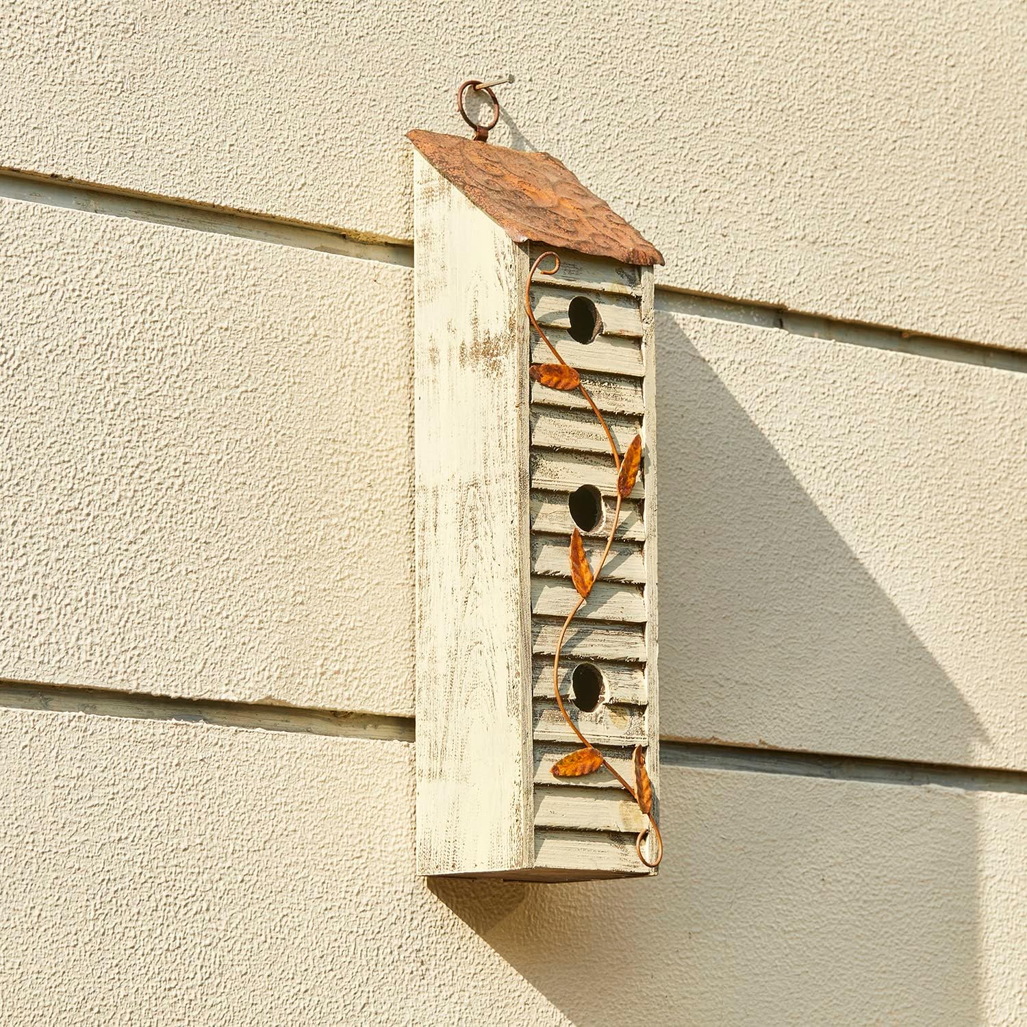 Glitzhome 14" H Hanging Distressed Wooden Church Birdhouse Garden Decor
