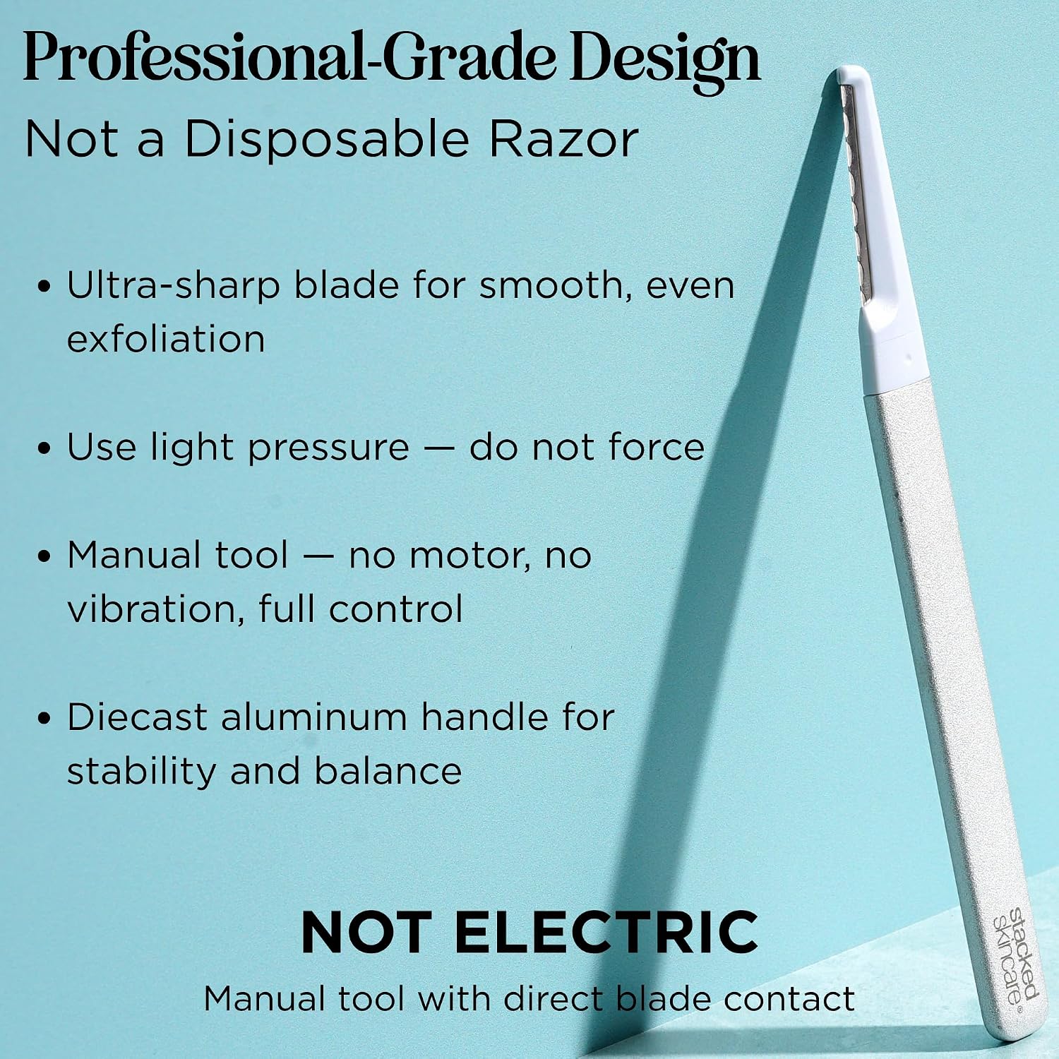 Professional-Grade Dermaplaning Tool – Precision Exfoliation, Removes Peach Fuzz & Dead Skin, Aluminum Handle, Refillable Blades