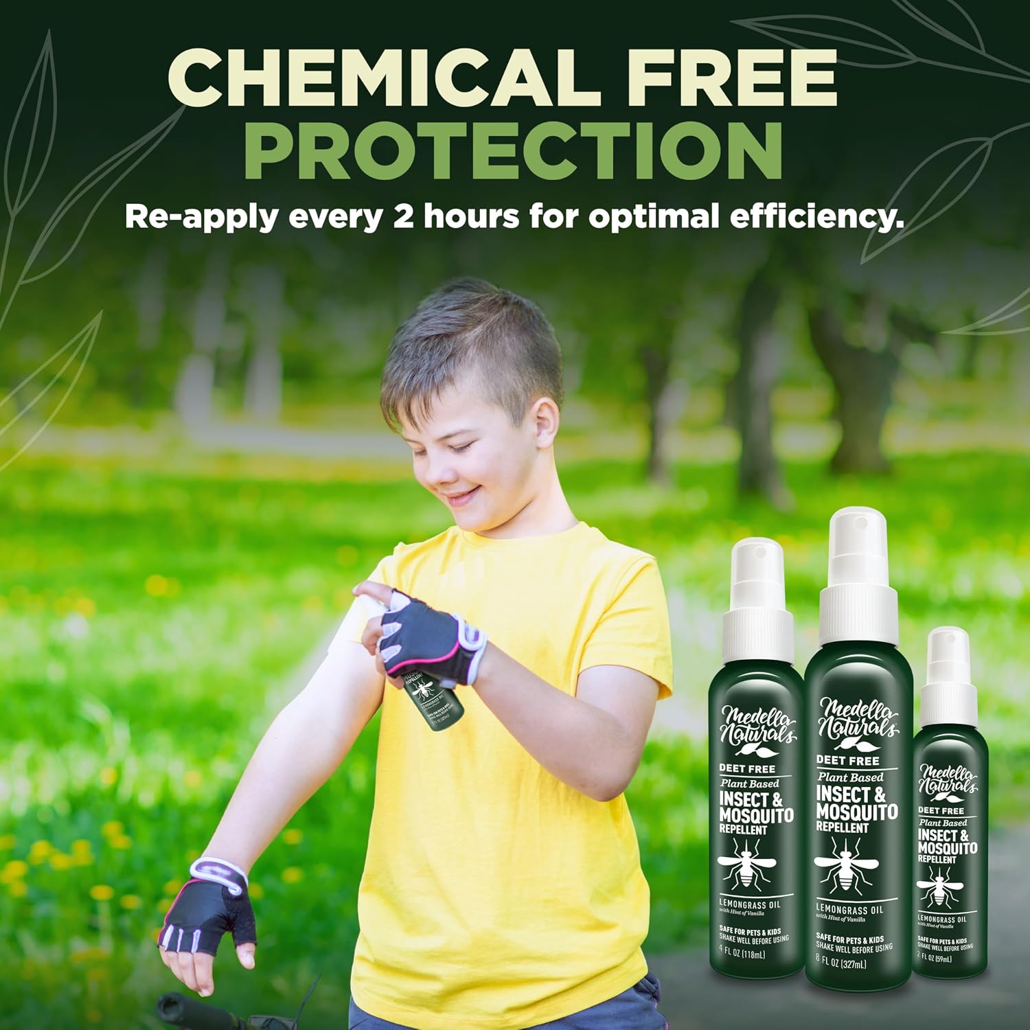 Deet-Free Insect & Mosquito Repellent – Nice Smelling, Pack of 2 (8 oz) | Insect Repellent with Lemongrass Oil Safe for Pets and Kids – Bug Spray for Mosquitoes, Gnats, Black Flies, and No-See-ums