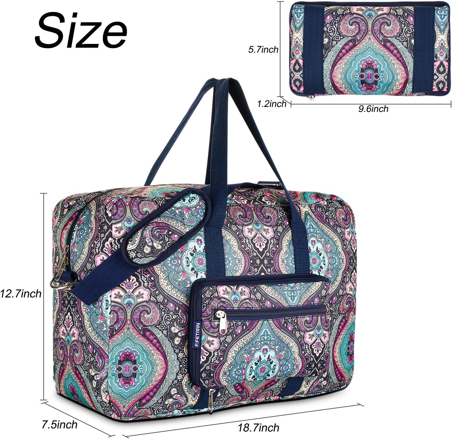 Travel Foldable Waterproof Duffel Bag - Lightweight Carry on Luggage Tote Duffel Bag(Black Floral)