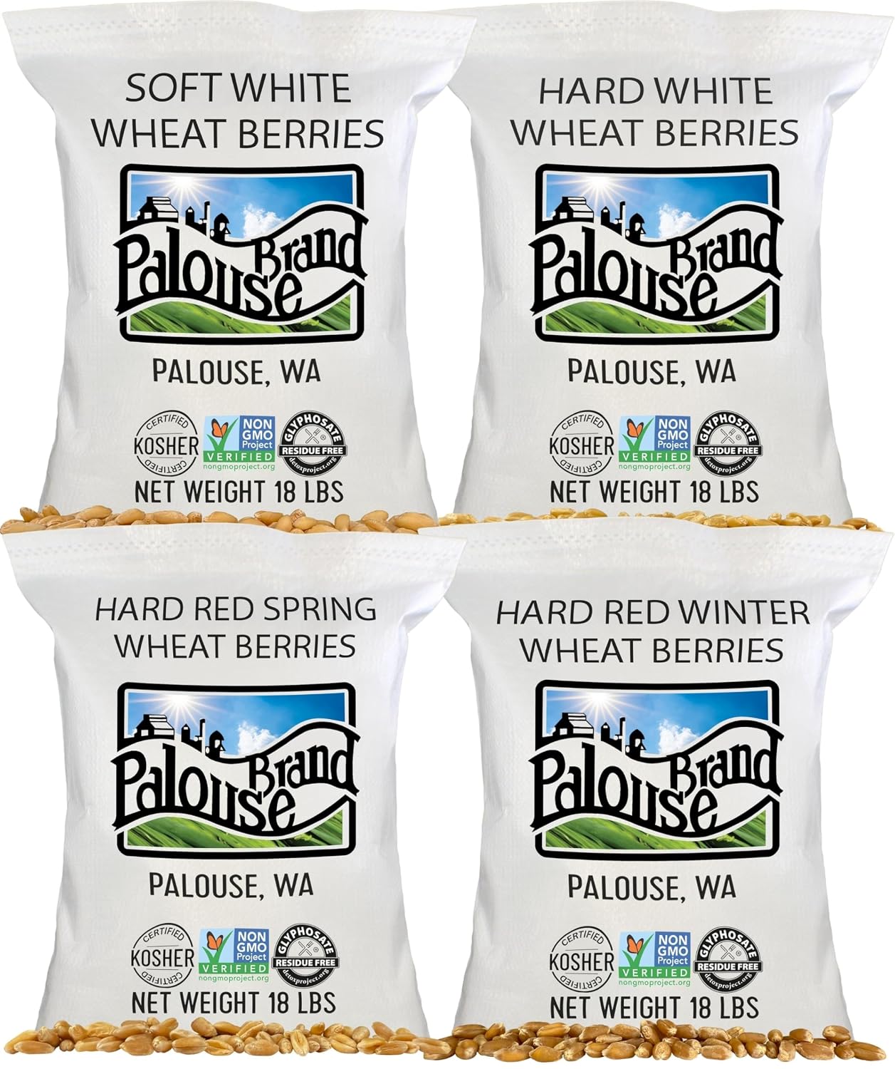 Palouse Brand Certified Glyphosate Residue Free Hard Red Spring Wheat Berries | 5 LBS | 100% Non-Irradiated | Certified Kosher Parve | USA Grown | Non-GMO Project Verified