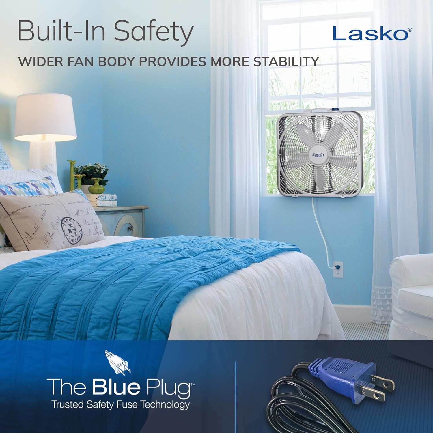 Lasko Weather-Shield Performance Box Fan, 3 Speeds, Innovative Wind Ring System for Up to 30% More Air, Carry Handle for Bedroom, Office, Home