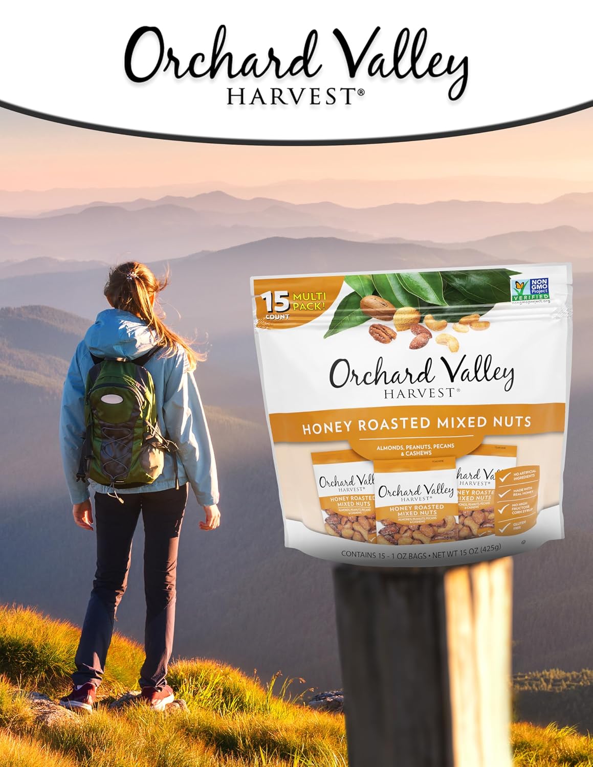 Orchard Valley Harvest Choc Nut Mix Multipack, 1 oz, Pack of 8 | Dark Chocolate Raisins, Almonds & Peanuts, Gluten Free, Stand Up Bag, Non-GMO, 4g Plant Protein, On-The-Go Snack