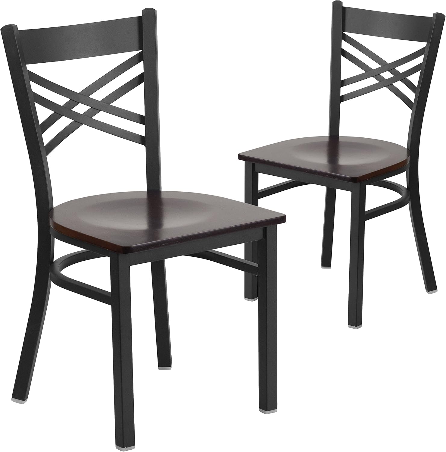 Flash Furniture Hercules Series "X" Back Metal Restaurant Chairs, Modern Upholstered Armless Dining Chairs for Restaurants/Kitchens, Set of 2, Black