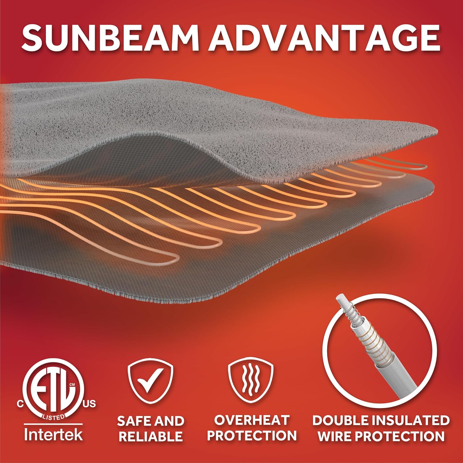 Sunbeam Electric Royal Posh Velvet Heated Blanket, 12 Heat Settings, 12-Hour Selectable Auto Shut-Off, Fast Heating, Warm and Lush, Champagne Color, King, 90" x 100"